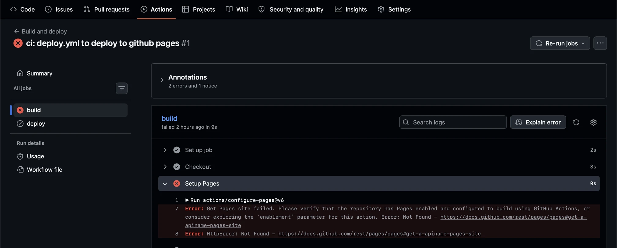Blog CI Failure