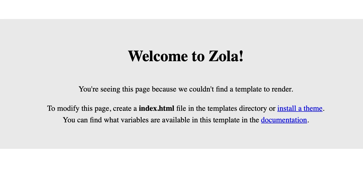 zola no template page